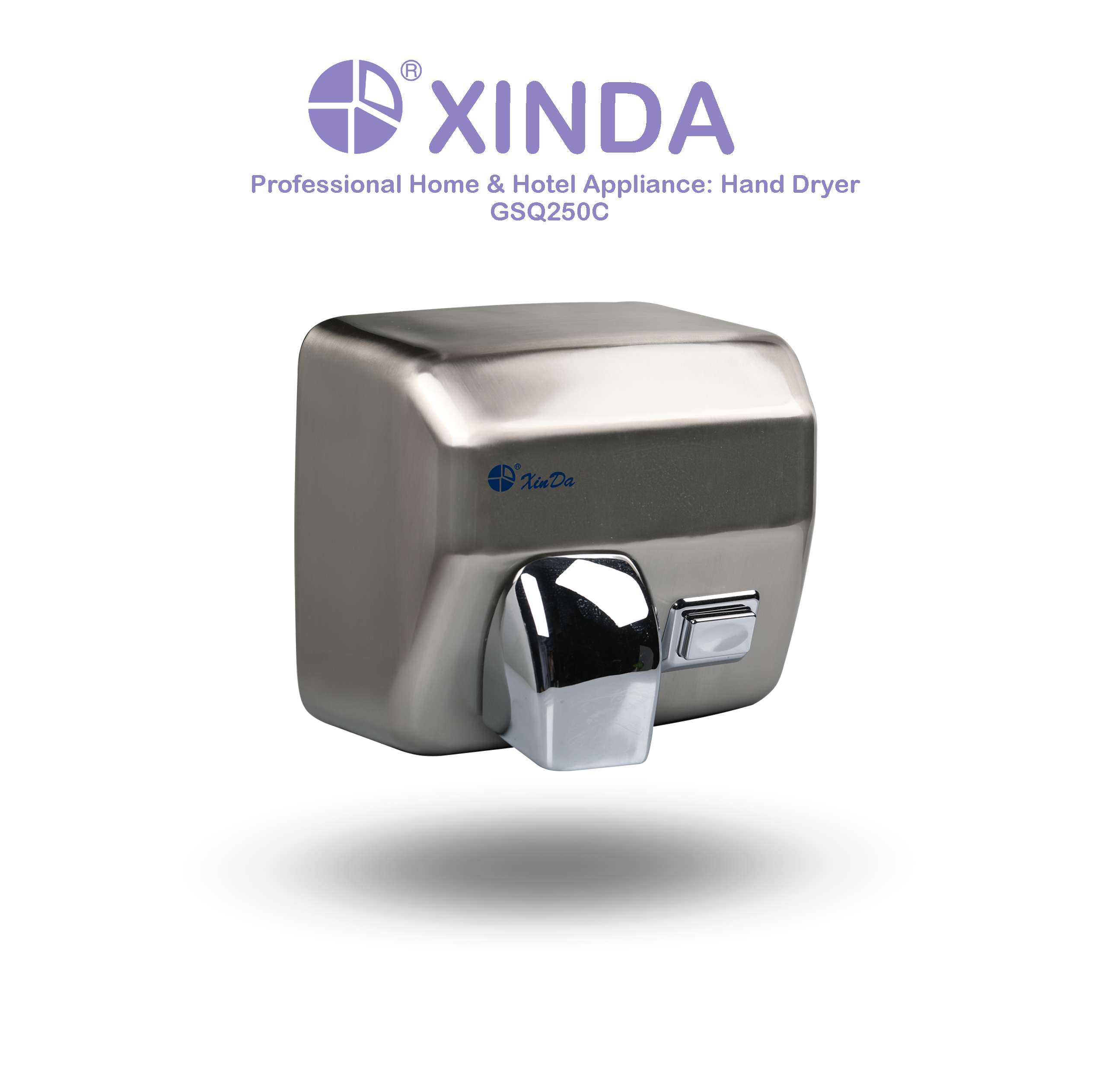 XinDa GSQ250C Серебряная настенная общественная ванная комната Больничный туалет Аксессуары для отелей Коммерческая высокоскоростная сушилка для рук
