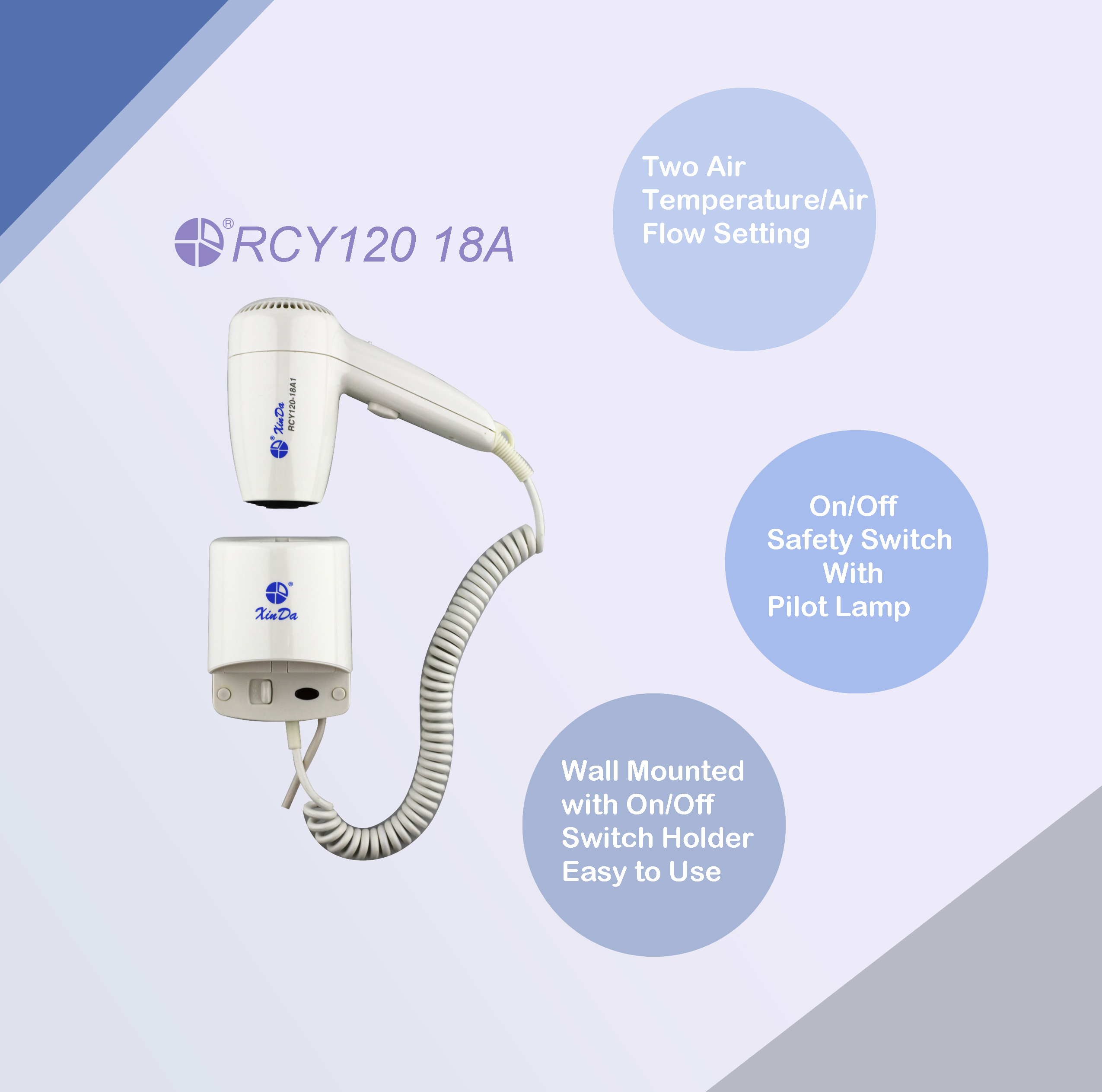 XinDa RCY-120 18A, новый дизайн, профессиональный белый беспроводной перезаряжаемый фен, фен на аккумуляторе, фен ABD-1000
