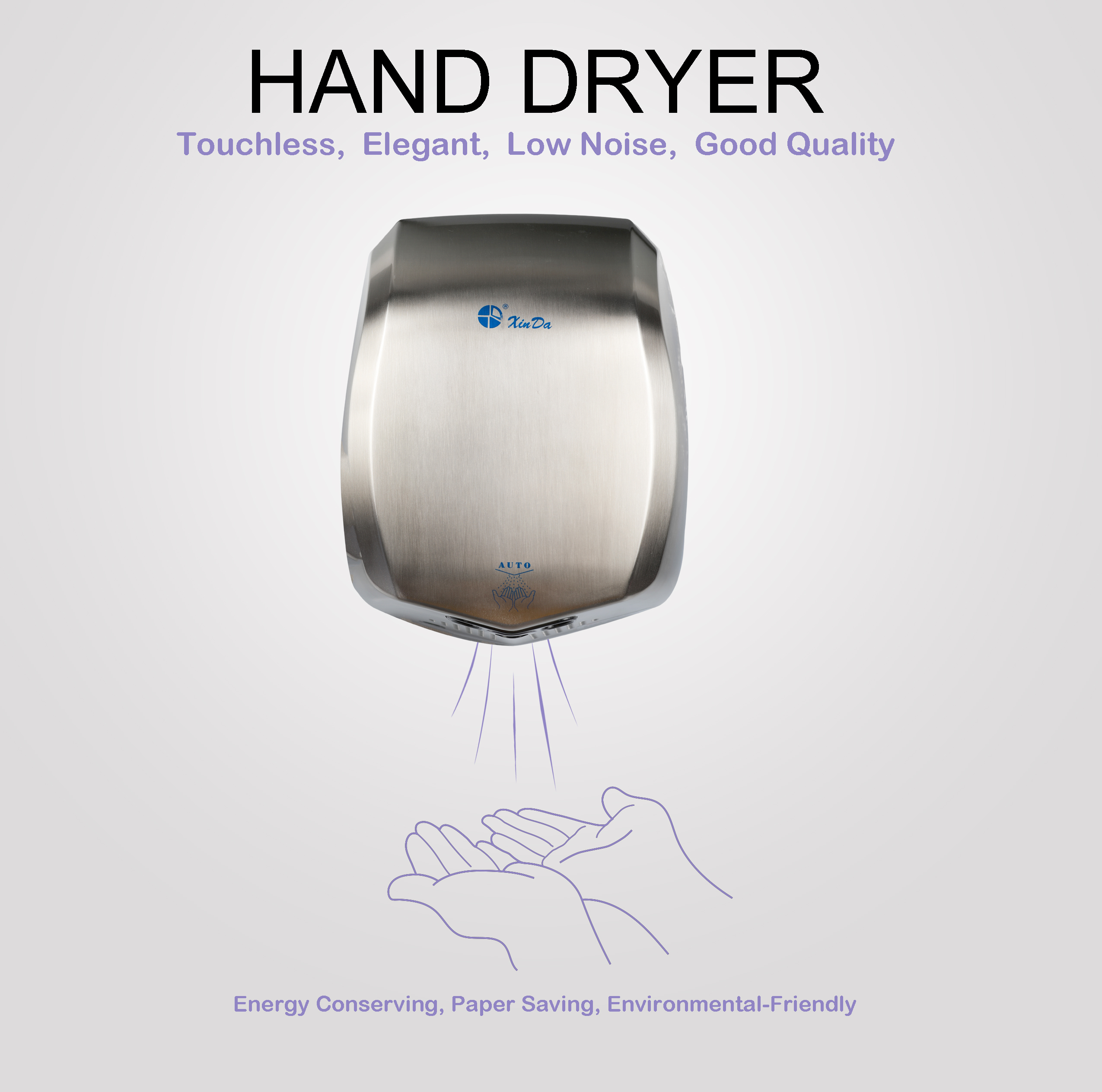Профессиональная коммерческая электрическая высокоскоростная автоматическая сушилка для рук с холодным и теплым ветром